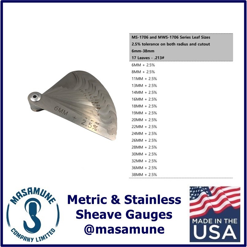 (พร้อมส่ง) ที่วัดร่องรอกเครน ที่วัดขนาดสลิง Masamune Sheave Gauge ขนาด