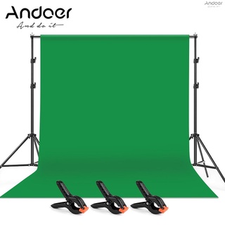 Andoer 2 * 3m/6.6 * 10ft Studio Photography Green Screen Backdrop Background Washable Polyester-Cotton Fabric with 2 * 3m/6.6 * 10ft Backdrop Support Stand Bracket + 3pcs   Backdro