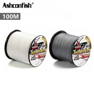 สินค้า Ashconfish สายเอ็นตกปลา PE แบบถัก ยาว 100 เมตร 9 เส้น X9 สีขาว สีเทา