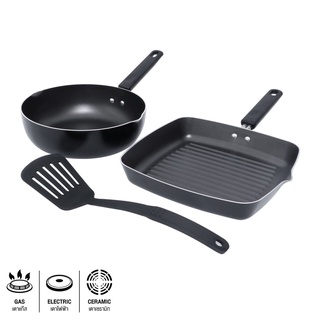 Chaixing Home ชุดเครื่องครัว Non Stick MEYER รุ่น 21881-T (ชุด 3 ชิ้น) สีดำ