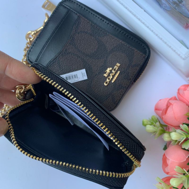 สด-ผ่อน-กระเป๋า-ใส่บัตร-coach-c0058-zip-card-case-in-signature-canvas