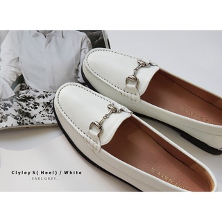 EARL GREY รองเท้าหนังแกะแท้ หนังนิ่ม พื้นนุ่ม มีซัพพอร์ต รุ่น Clyley.S (Heel) series in White