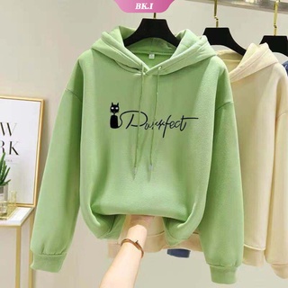 เสื้อกันหนาว มีฮู้ด พิมพ์ลายแมวน่ารัก สไตล์โกธิค แนวสตรีท เหมาะกับฤดูใบไม้ผลิ และฤดูหนาว สําหรับผู้หญิง