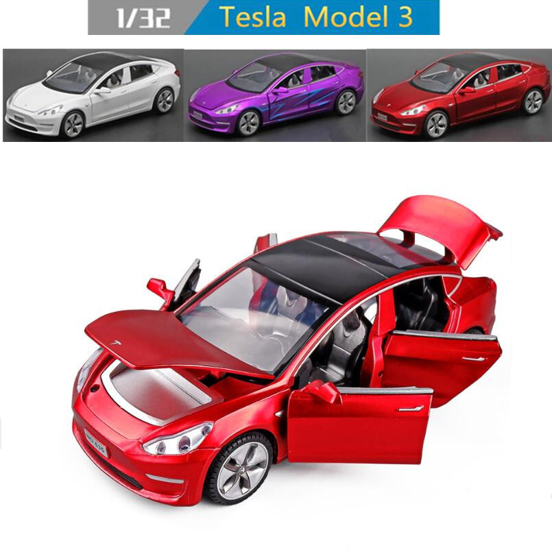 1-32-tesla-model-3-รถหล่อโลหะผสมรุ่นรถเสียงและแสงดึงกลับรถโมเดลรถของเล่น-diecast-vehicles-car-model