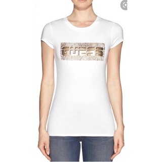 GUESS👚LOGO T-SHIRT WOMEN เสื้อยืดคอกลมแนสั้นแท้