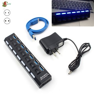 ayw 7 พอร์ต 5 gbps usb 3 . 0 hub splitter กับสวิทช์ภายนอกเปิด/ปิด sp