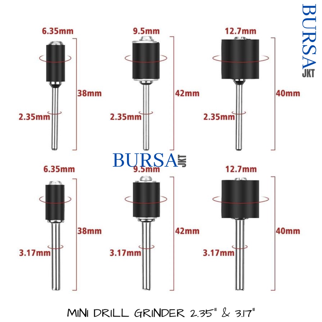 MANDREL AXLE SHAFT 2.35 MM ROUND SANDING DRUM GRINDING SHAFT 12.7 MM ...