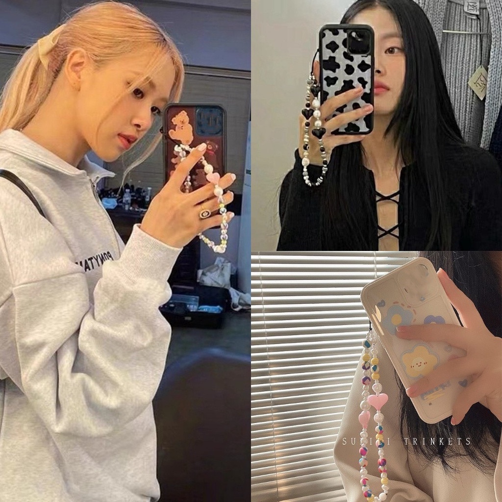 ภาพหน้าปกสินค้าBLACKPINK LISA JENNIE ROSE JISOO Phone Charm Strapสายโซ่คล้องโทรศัพท์มือถือ ประดับลูกปัดไข่มุก ป้องกันการสูญหาย จากร้าน hanshengyu888.th บน Shopee