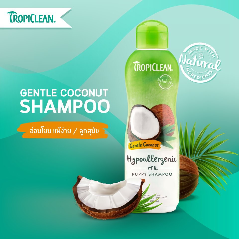 Tropiclean Pet Shampoo แชมพูอาบน้ำสุนัขและแมว จากธรรมชาติ ปริมาณ 12Oz