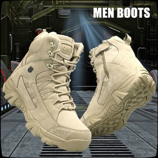 รูปภาพขนาดย่อของMen's Military Tactical Boots รองเท้าทหาร รองเท้าคอมแบท รองเท้า รด รองเท้าจังเกิ้ล แบบมีซิป​ใจลองเช็คราคา