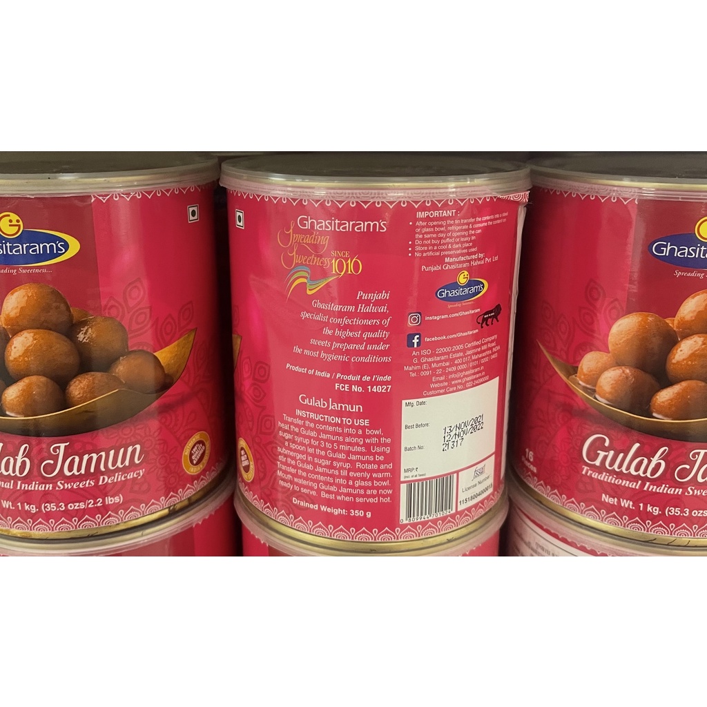 tha-shop-1-กก-x-1-gulab-jamun-ปันจาบี-กุหลาบจามุน-ขนมอินเดีย-ถวายพระแม่ทุกองค์-ขนมก้อนแป้งและนมผสมชีสในน้ำเชื่อม