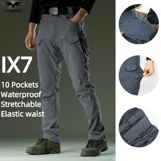 ราคาIx7 กางเกงยุทธวิธี Workwear Multi-pocket Waterproof บาง Fit Training Pants