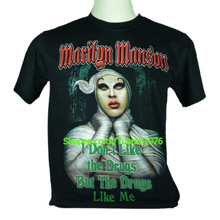 เสื้อยืดโอเวอร์ไซส์เสื้อวง Marilyn Manson เสื้อยืดวงดนตรีร็อค เสื้อวินเทจ มาริลีน แมนสัน MMS676S-3XL