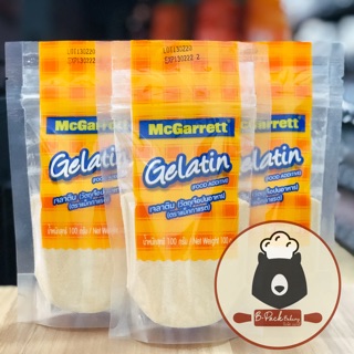 สินค้า เจลาติน ชนิดผง (วัตถุเจือปนอาหาร) แม็กกาแรต / Mcgarrett Gelatin (Food Additive) / 100กรัม