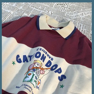 ภาพหน้าปกสินค้า【In stock】สเวตเตอร์ Cotton 2022 American vintage old-fashioned sweater women\'s tide brand Japanese wide bear print POLO ซึ่งคุณอาจชอบสินค้านี้