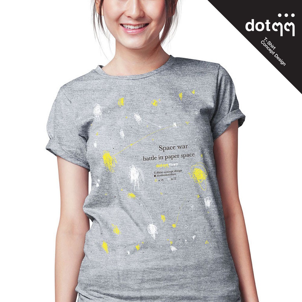 dotdotdot-เสื้อยืดหญิง-concept-design-ลาย-paper-game-grey