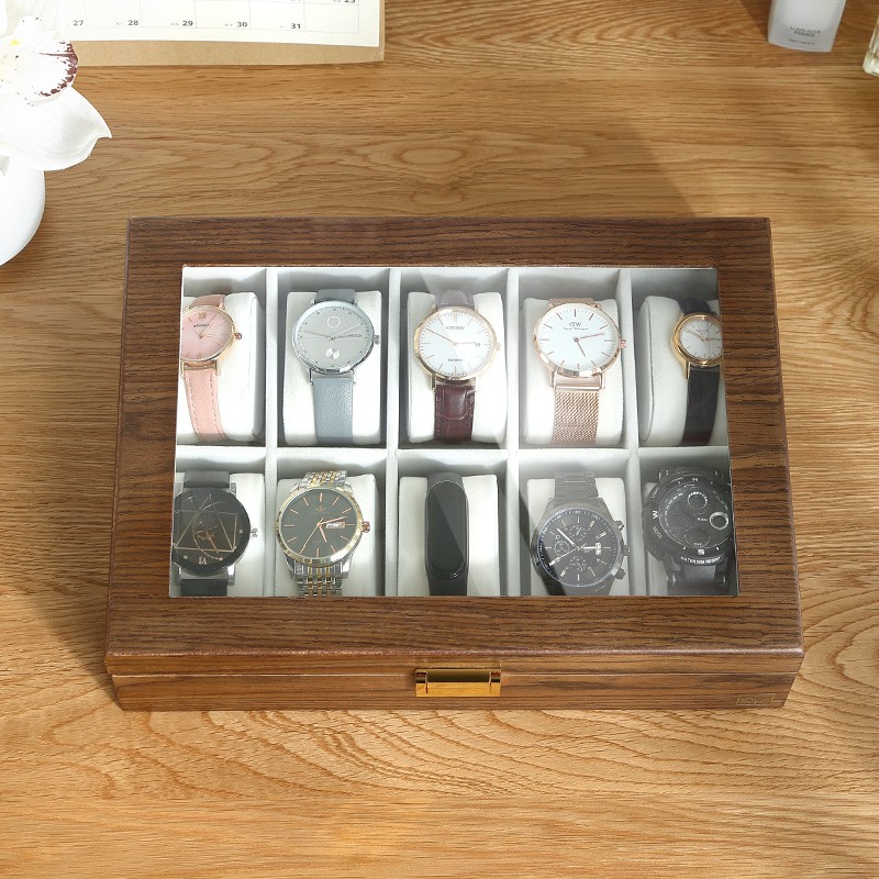 casegrace-กล่องไม้เก็บเครื่องประดับนาฬิกาขนาดใหญ่-10-ช่อง
