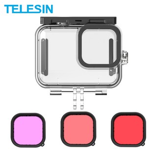 Telesin เคสกระจกนิรภัย กันน้ํา 50 เมตร สําหรับ GoPro Hero10 9 สีดํา