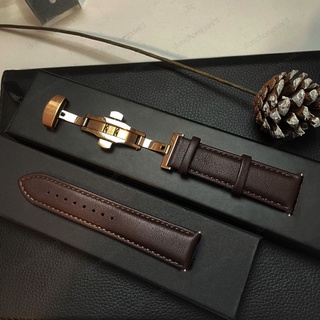สายนาฬิกาข้อมือหนัง 20 มม. 22 มม. พร้อมหัวเข็มขัดผีเสื้อ สําหรับ Huawei Watch gt 2 2e Samsung Galaxy Watch 4 3 45 46 มม. Amazfit PACE GTR Gear S3 frontier