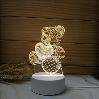 โคมไฟตั้งโต๊ะ3D  โคมไฟกลางคืน ตกแต่งห้องนอน กล่องของขวัญ ของขวัญวันเกิด LED ไฟ 3 สี