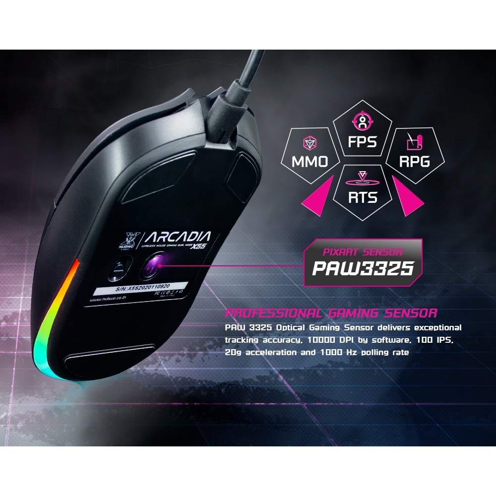 เมาส์เกมมิ่ง-ไร้สาย-nubwo-arcadia-x55-wireless-amp-wired-macro-มีไฟ-rgb