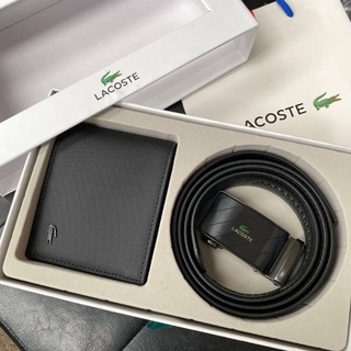 Lacoste Belt and Wallet Gift Set เซทสุดคุ้มทั้งกระเป๋าสตางค์พับสองตอนและเข็มขัดวัสดุหนัง