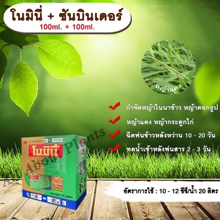 โนมินี่ + ซันบินเดอร์ 100ml. + 100ml. บิสไพริแบกโซเดียม สารกำจัดวัชพืช กำจัดหญ้า ในนาข้าว กำจัดหญ้าแดง หญ้ากระดูกไก่