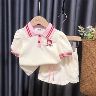 [Babycat] พร้อมส่ง ขายดี ชุดกีฬา เสื้อโปโล สองชิ้น แฟชั่นฤดูร้อน สไตล์เกาหลี ญี่ปุ่น สําหรับเด็กผู้หญิง 2022