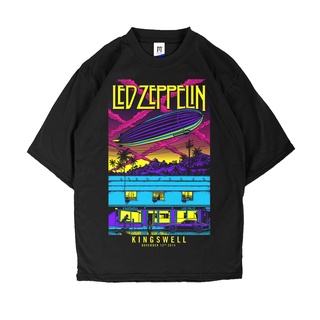 เสื้อยืดวงดนตรีZeppelin LED เสื้อยืด - KINGSWELL TOUR Tshirt METAL ROCK Shirt Premium ผู้ชายและผู้หญิงall size