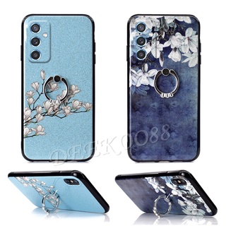 เคสโทรศัพท์ Samsung Galaxy M52 A52s 5G M32 Phone Case Flowers Bling Glitter Back Cover เคส SamsungM52 SamsungA52s with Finger Ring Holder Casing