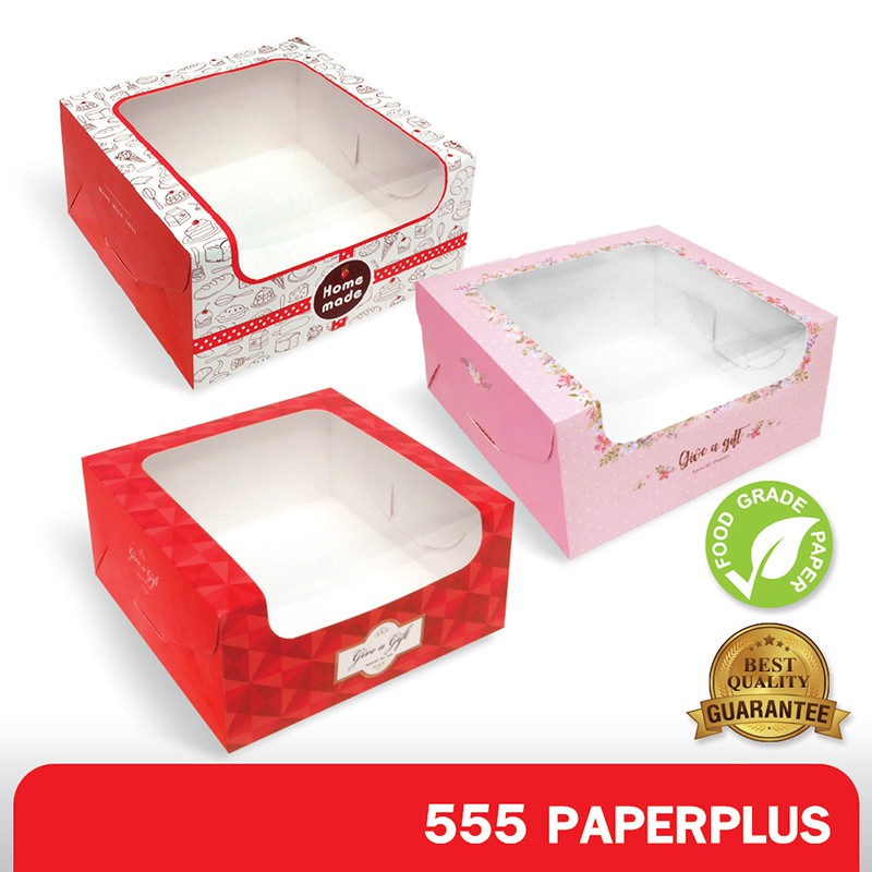 555paperplus-ซื้อใน-live-ลด-50-กล่องเค้ก1ปอนด์-20x20x9-5-ซม-10กล่อง-bk19wกล่องเค้ก1ปอนด์แบบมีลาย-กล่องใส่เค้กส้ม-กล่องเค้กลูกส้ม