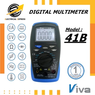 VIVA ดิจิตอลมัลติมิเตอร์ รุ่น 41B  Digital Multimeter วัดกระแสและแรงดัน AC/DC วัดความต้านทาน,วัดคาปา มี True RMS และ NCV