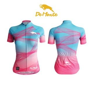 DeMonte Cycling เสื้อจักรยานผู้หญิง DE038 ลายเส้น เนื้อผ้า Microflex