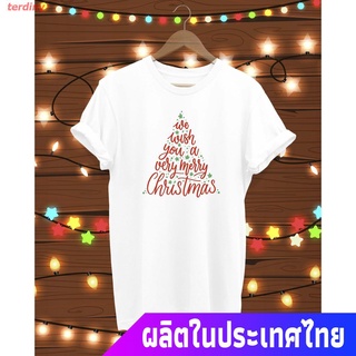 terdiny เสื้อยืดแขนสั้น เสื้อยืด We Wish You A Very Merry Christmas Tshirt Mens Womens T-shirts