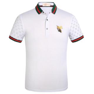 เสื้อเชิ้ตโปโลสําหรับผู้ชายผ้าฝ้ายแขนสั้นพิมพ์ลายผึ้งสไตล์คลาสสิค