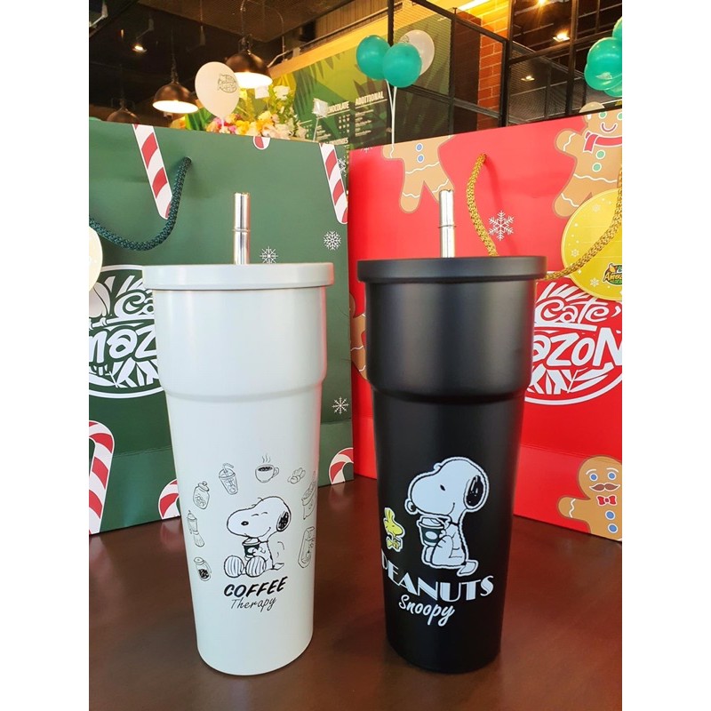 แก้วสนู๊ปปี้อเมซอนCafe Amazon x Snoopy แก้วเก็บความเย็นดีไซน์น่ารัก