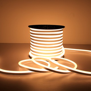 LED Neon Flex ไฟเส้น ประดับตกแต่งแม้ในบ้าน หรือนอกบ้าน ไฟบ้าน ไฟรถ กันน้ำ ทนแดด ทนฝน (50 เมตร) สีวอร์มไวท์WW