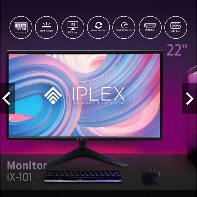 monitor-ยี่ห้อ-iplex-จอ-22นิ้ว-hdmi-vga-จอกว้าง-ภาพคมชัด-ดีไซน์สวย