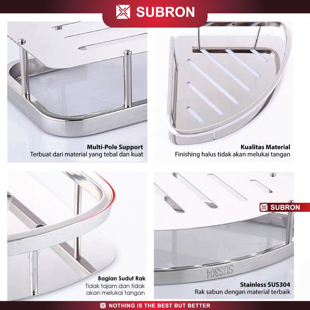 SUBRON SUS304 ชั้นวางสบู่ทรงสี่เหลี่ยม 2 ชั้นห้องน้ําอเนกประสงค์ที่วาง ...