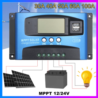 100 A Mppt อุปกรณ์ควบคุมการเก็บประจุพลังงานแสงอาทิตย์ Dual Usb หน้าจอ Lcd Auto Solar Charger Regulator