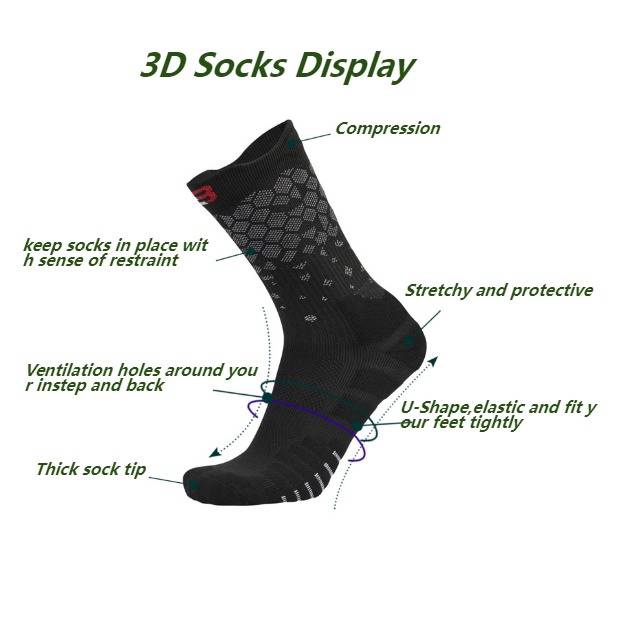 mid-calf-compression-socks-ถุงเท้าวิ่งยาวครึ่งแข้งรัดกล้ามเนื้อ-สีล้วน-สำหรับวิ่ง-จักรยาน-หนานุ่มใส่สบาย-ระบายอากาศดี
