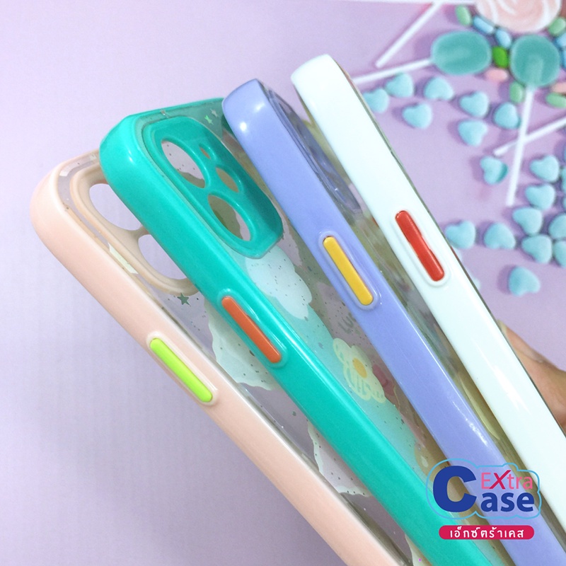 vivo-y01-y15s-y12-y17-y20-y20s-y21-2021-เคสมือถือ-tpu-ขอบสีกันเลนส์กล้องกากเพชรกริตเตอร์-ฟรี-griptok-หมี