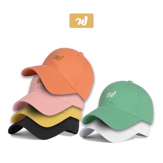 หมวกเบสบอล Essentials ผ้าฝ้ายเนื้อนุ่ม ปักตัวอักษร "W" หัวเข็มขัดโลหะปรับได้ 56-60 ซม.