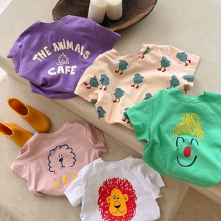 [Babycat] พร้อมส่ง เสื้อยืดแขนสั้น ผ้าฝ้ายแท้ แบบบาง ลายการ์ตูน สไตล์เกาหลี ญี่ปุ่น สตรีทแฟชั่น สําหรับเด็กผู้ชาย