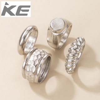Simple alloy ring heavy metal exaggerated 4-piece ring for girls for women low price