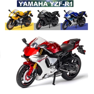 1:12 YAMAHA YZF-R1 รถจักรยานยนต์หุ่นอัลลอยโมเดลรถเหล็กรถจักรยานยนต์รุ่นเก็บจักรยานยนต์ของเล่น