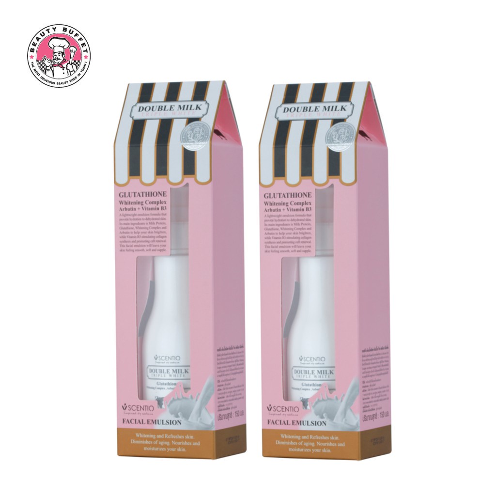 double milk triple white glutathione pantip แพ็คคู่] BEAUTY BUFFET SCENTIO EMULSION เซนทิโอ ดับเบิ้ลมิลค์ ทริปเปิ้ลไวท์ เฟเชียลอิมัลชั่น ปันโปร - ✨Scentio double milk