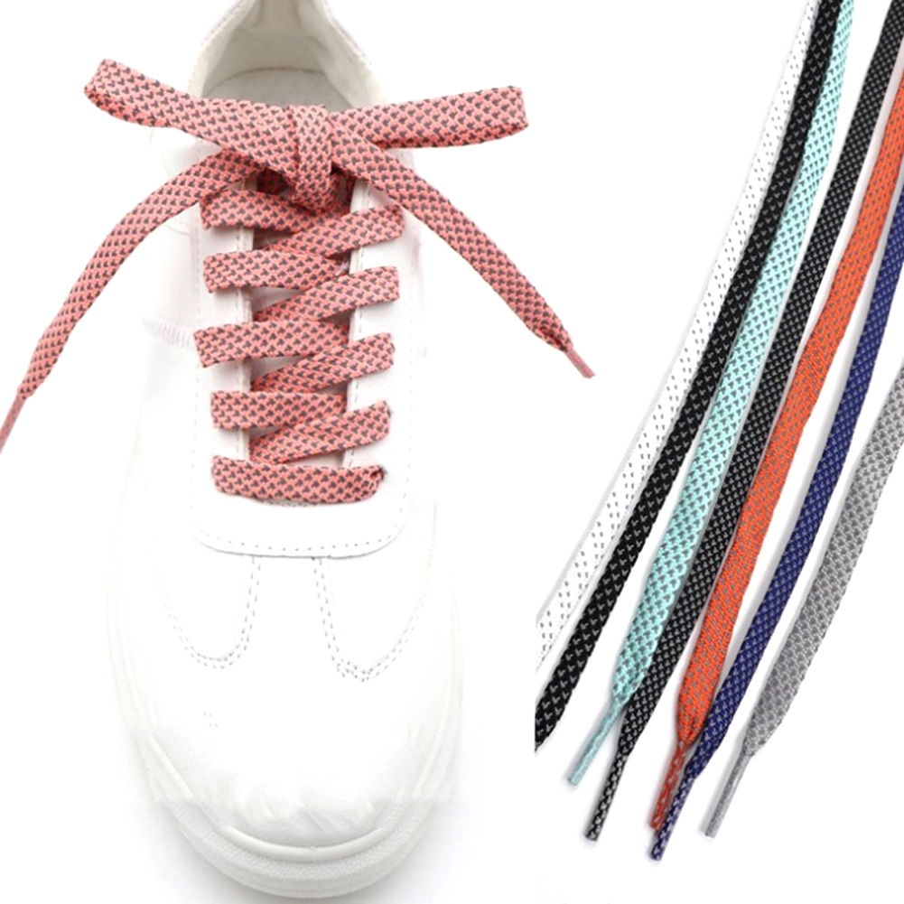 ภาพหน้าปกสินค้าNew Flat Reflective Shoelaces Runner Weave Tape Athletic Shoe Lace Bootlaces