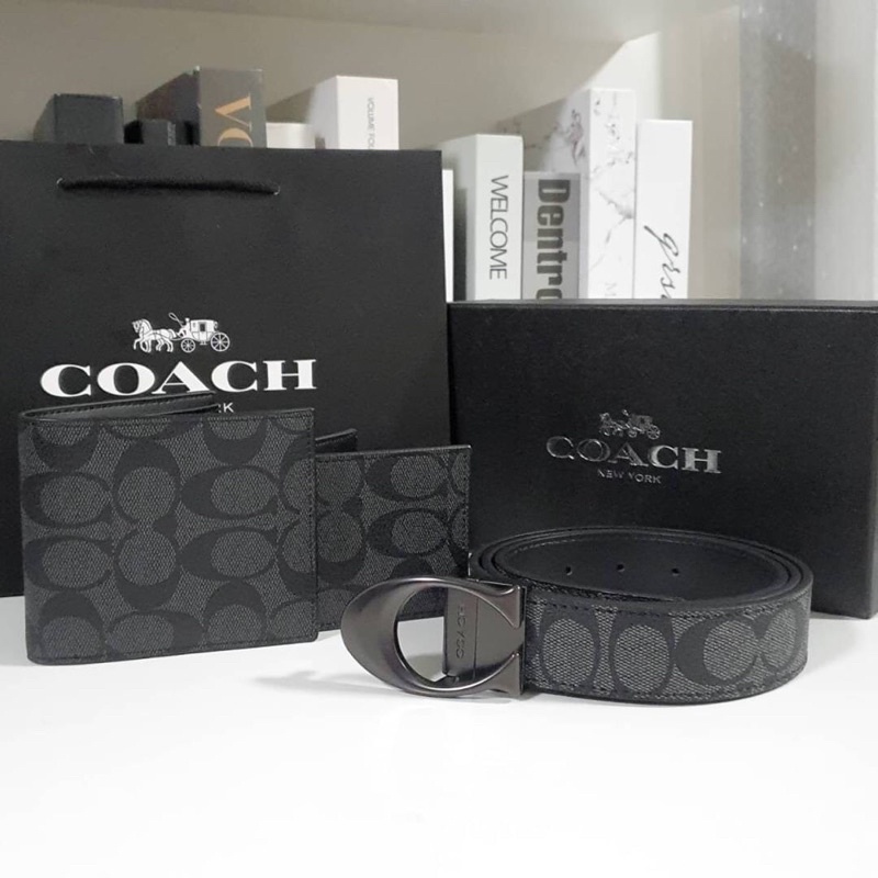 พร้อมส่งเซ็ตสุดคุ้ม-เซ็ตกระเป๋าสตางค์-เข็มขัด-แบรนด์ดังอย่าง-coach-new