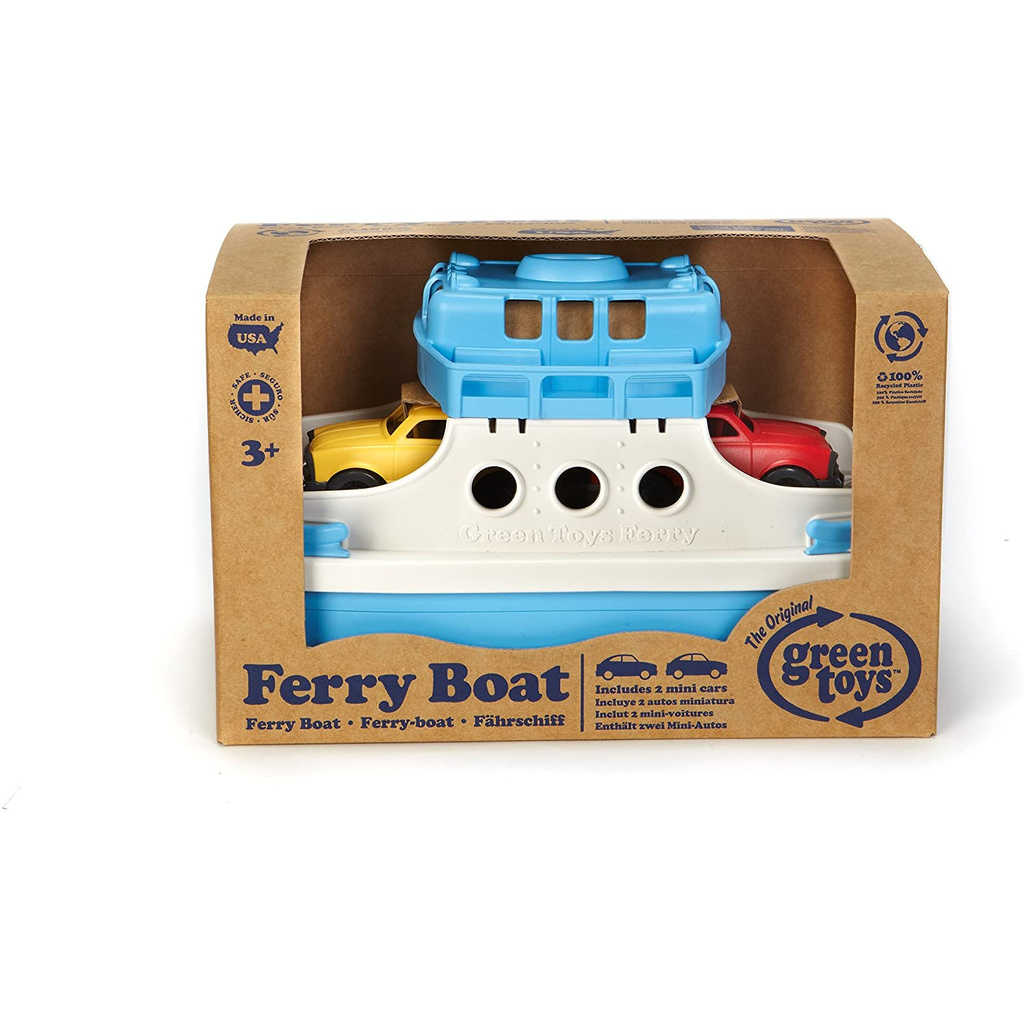 Green Toys Ferry Boat Con Mini Auto - Giocattolo Da Bagno Blu E Bianco Per Bambini 3+ - Foto 2